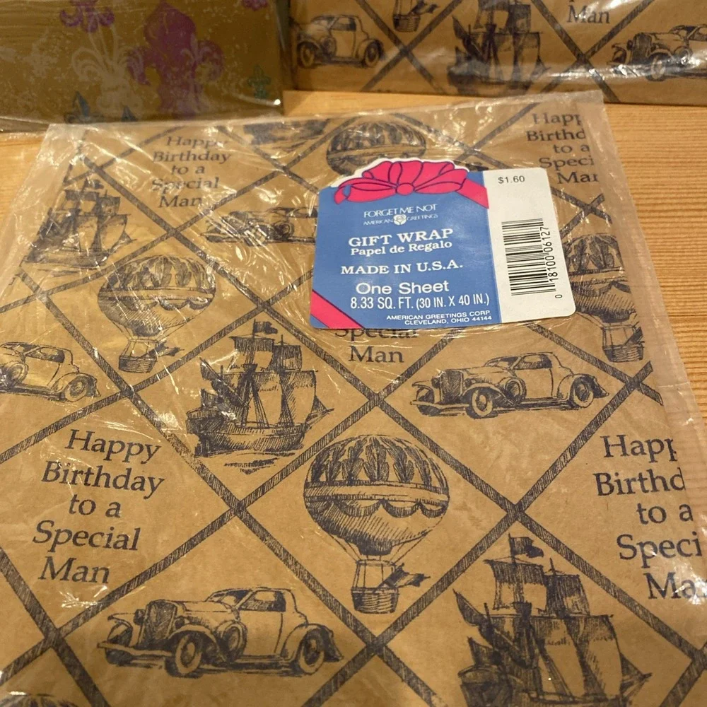 Vintage‎ Gift Wrap Lot Masculine Birthday